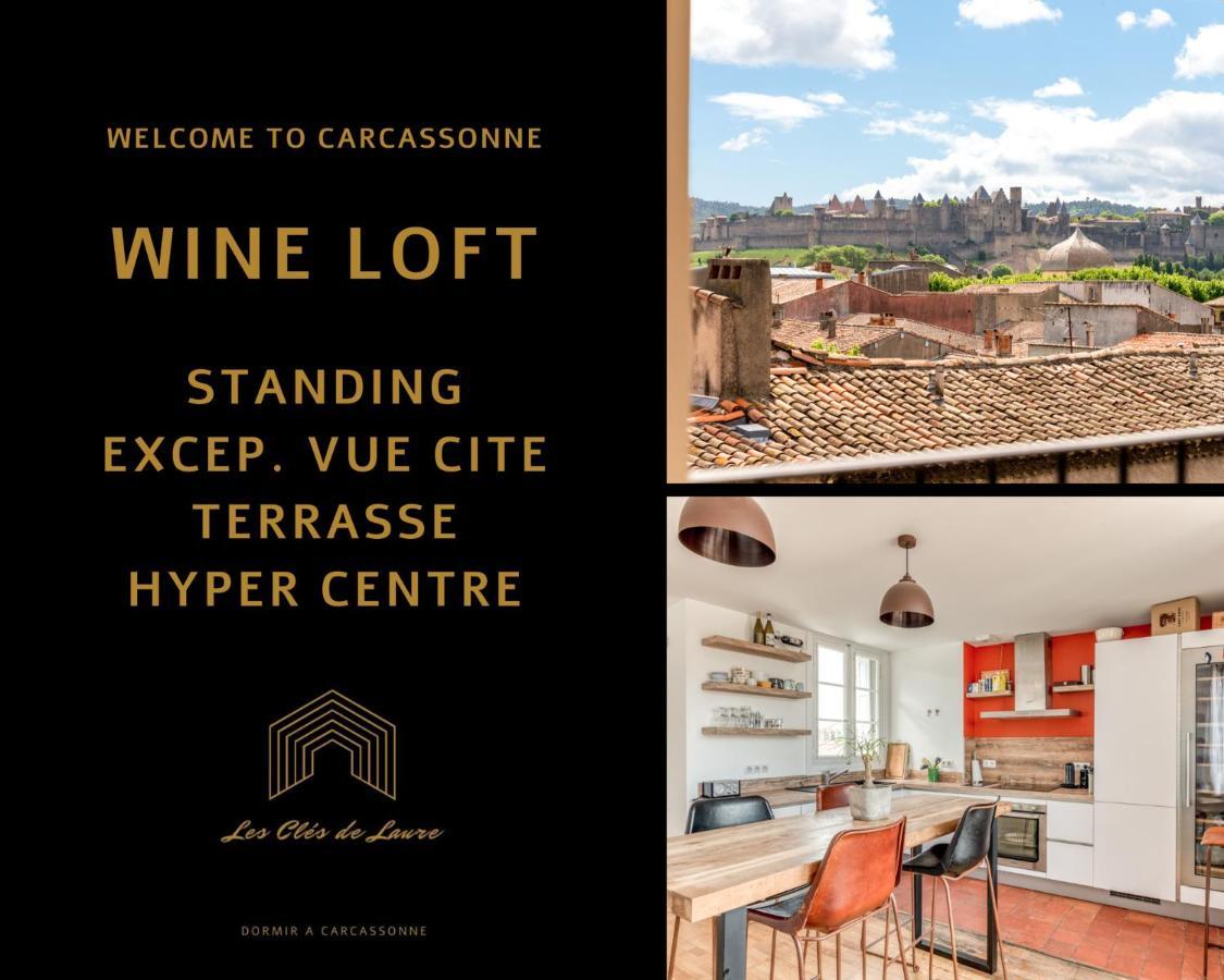 Les Clés de Laure - Wine Loft, Terrasse et Vue extraordinaire sur la cité médiévale Carcasona Exterior foto